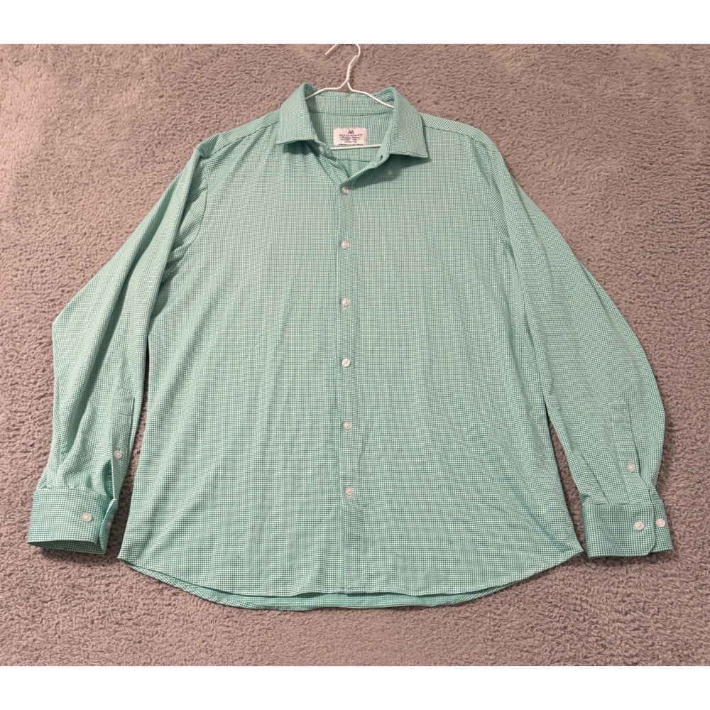 Mizzen+Main Button Up Shirt Mens XXL Trim Fit Checkered Performance Stretch‎